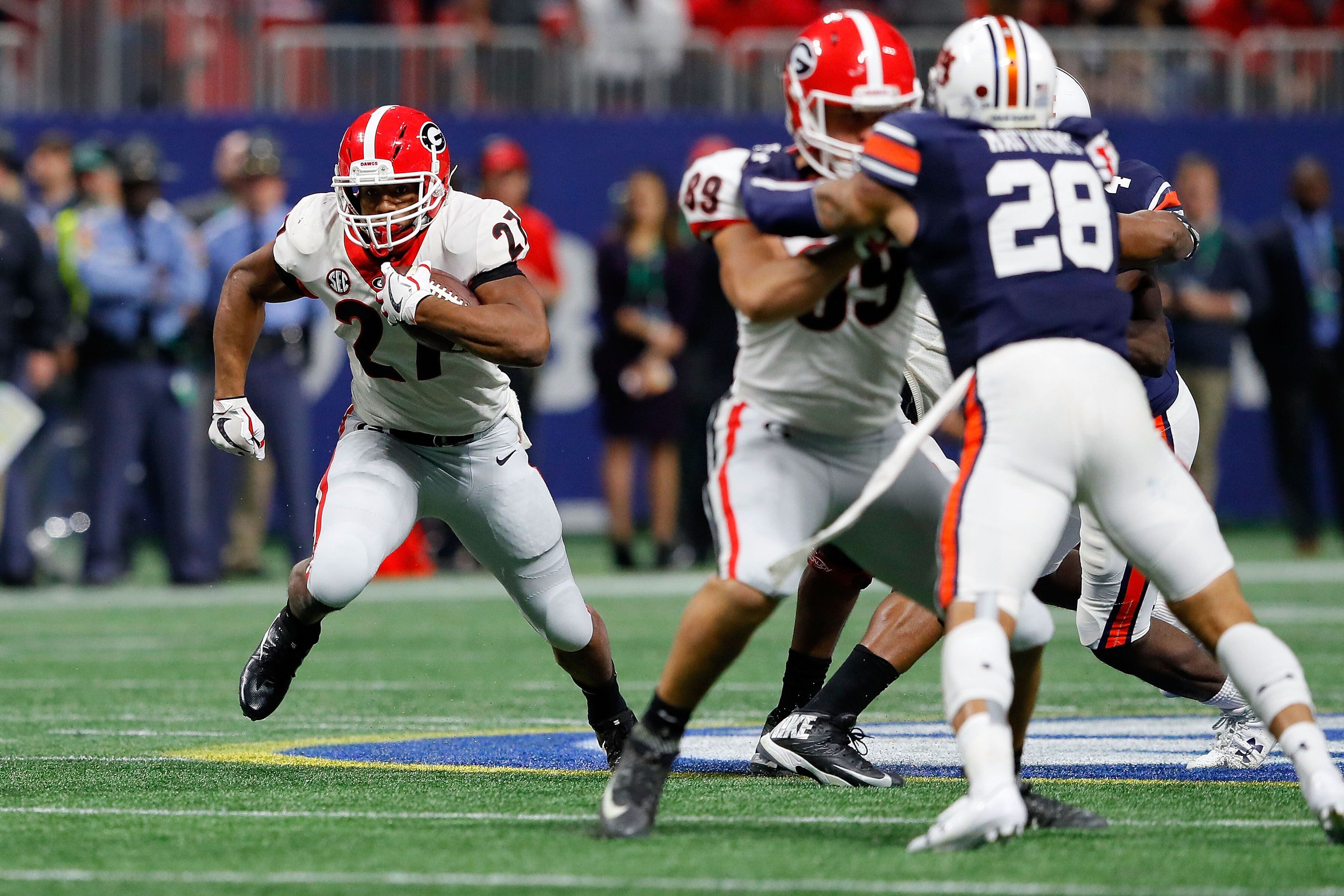 Nick Chubb Georgia Bulldogs #27 NCAA Jersey - Red